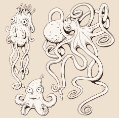 Deep sea monsters Vector illustration