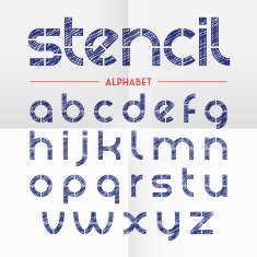 Pen scribbled stencil alphabet letters