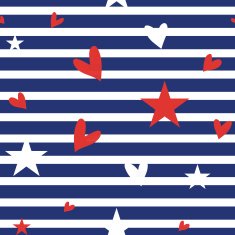 Seamless striped pattern with hearts and stars N2