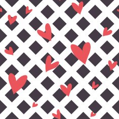 Seamless vector striped pattern with hearts N7