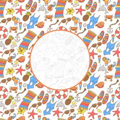 Summer beach pattern Circle template