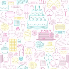 Sweets icons outline style seamless background N3