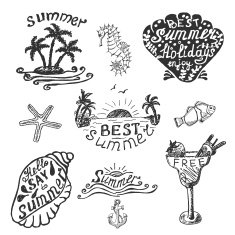 Set of elements for summer calligraphic design