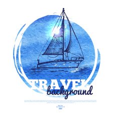 Travel vintage banner Sea nautical design N3