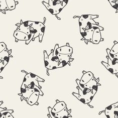 cow doodle seamless pattern background N6