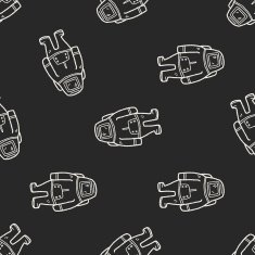 astronaut doodle seamless pattern background N4