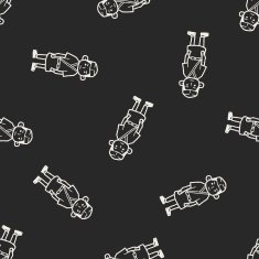 Japanese chef doodle seamless pattern background N2