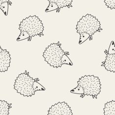 hedgehog doodle seamless pattern background N2