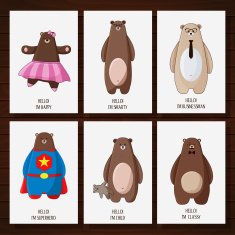 Postcard with funny cartoon hipster bears