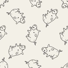 pig doodle seamless pattern background N4