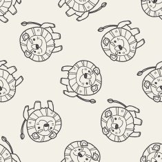 lion doodle seamless pattern background N4