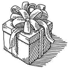 Beautiful Gift Box Ribbon Drawing