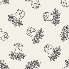 rose flower doodle seamless pattern background N8