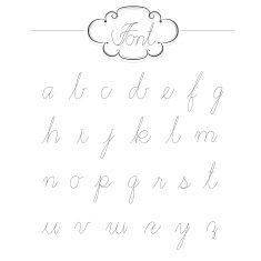 Vintage type font lowercase filigree set of calligraphic alphabe