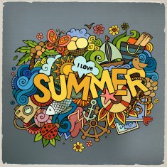 Summer hand lettering and doodles elements N16