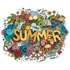 Summer hand lettering and doodles elements N18