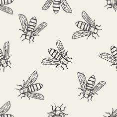 bee doodle seamless pattern background N4