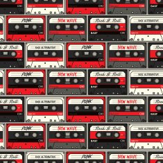 Retro Cassette seamless pattern