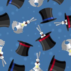 Rabbit in hat seamless pattern Vector background for magical pr N2