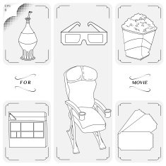 vie icons set Cinema elements