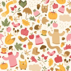Autumn seamless pattern Doodle style N3