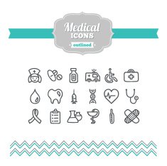 Set of hand drawn medical icons