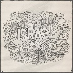 Israel hand lettering and doodles elements background N8