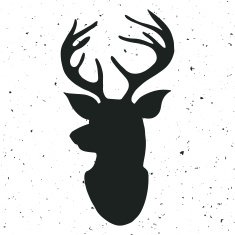 Hand drawn vintage label with a reindeer N3