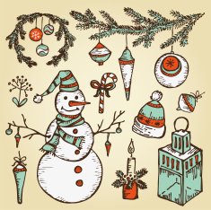 Vector set Christmas decorations N3
