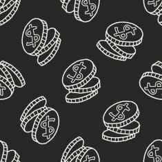 Doodle Coin seamless pattern background N2