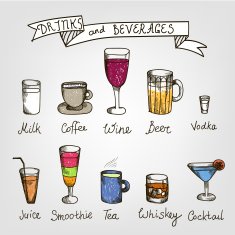 set of vector hand drawn drinks