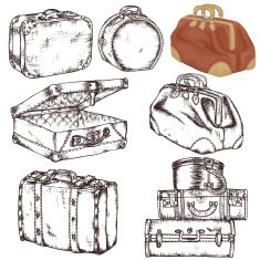 Set of old vintage suitcases