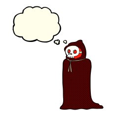 cartoon spooky halloween costume with thought bubble N22