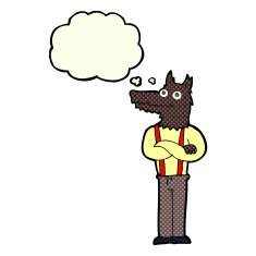 cartoon funny werewolf with thought bubble N21
