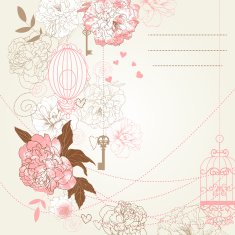 Flowers and birdcages background