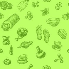 SPA and massage doodle hand drawn seamless pattern N3