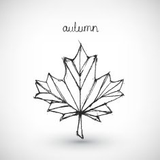 Abstract vector Illustration Hand drawn autumn word with leaf
