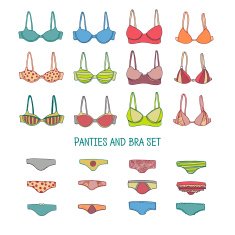Set of underwear Colored bras and panties