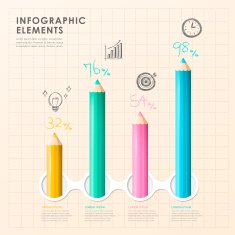 hand draw style vector color pencil infographic elements