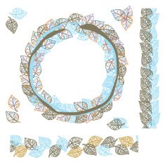 Vector leaves frame and elements for design