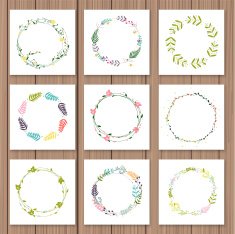 Set with floral wreaths Template for wedding mothers day birt