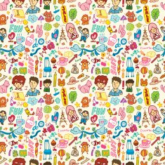 cute cartoon seamless pattern vector illustration