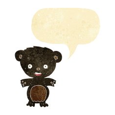 cartoon black bear with speech bubble N56