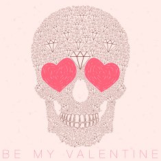 vector funny skull with heart eyes