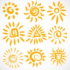 Vector set of different suns isolated hand drawn illustration N8