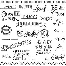 Vector Collection of Hand Inspirational Drawn Words and Phrases