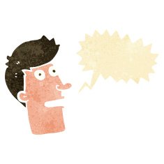 cartoon shocked male face with speech bubble N12