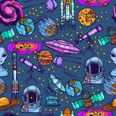Space sketch seamless pattern