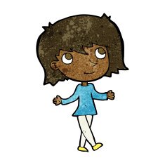 cartoon girl with no worries N14