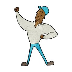 cartoon man striking heroic pose N12